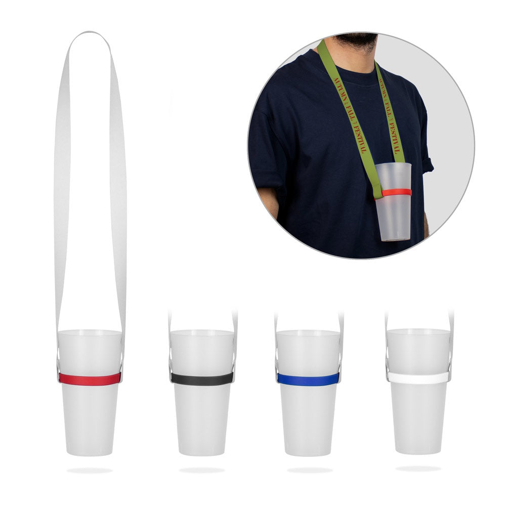 BOLTON. Lanyard SUBLIMATION Long II (20 mm) Duo mit Silikon-Becherhalter