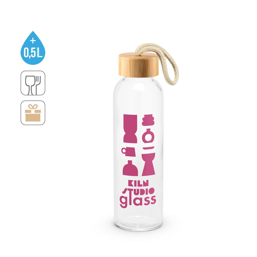 CROSBY. Glasflasche mit Bambusdeckel, 520 ml