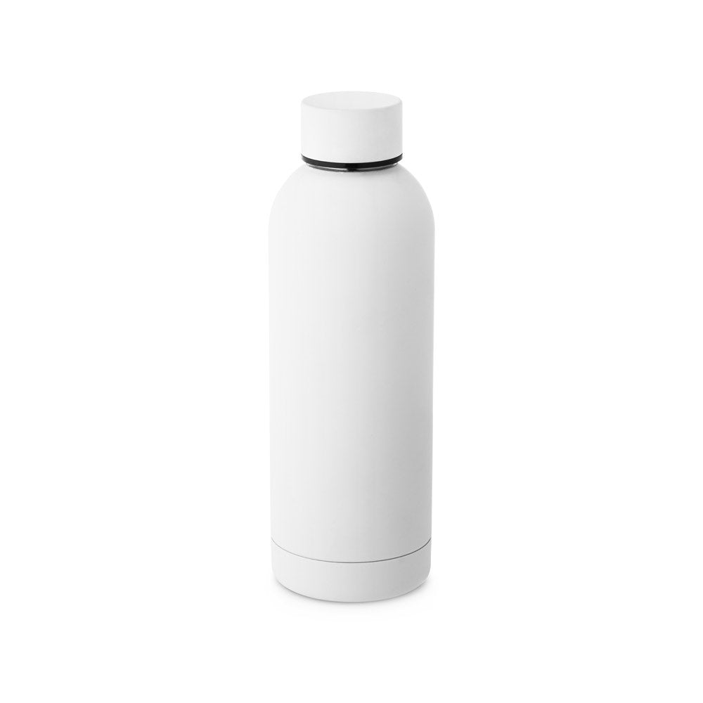 ODIN. Trinkflasche aus Edelstahl (36% recycelt) (550 mL) mit gummierter Oberfläche