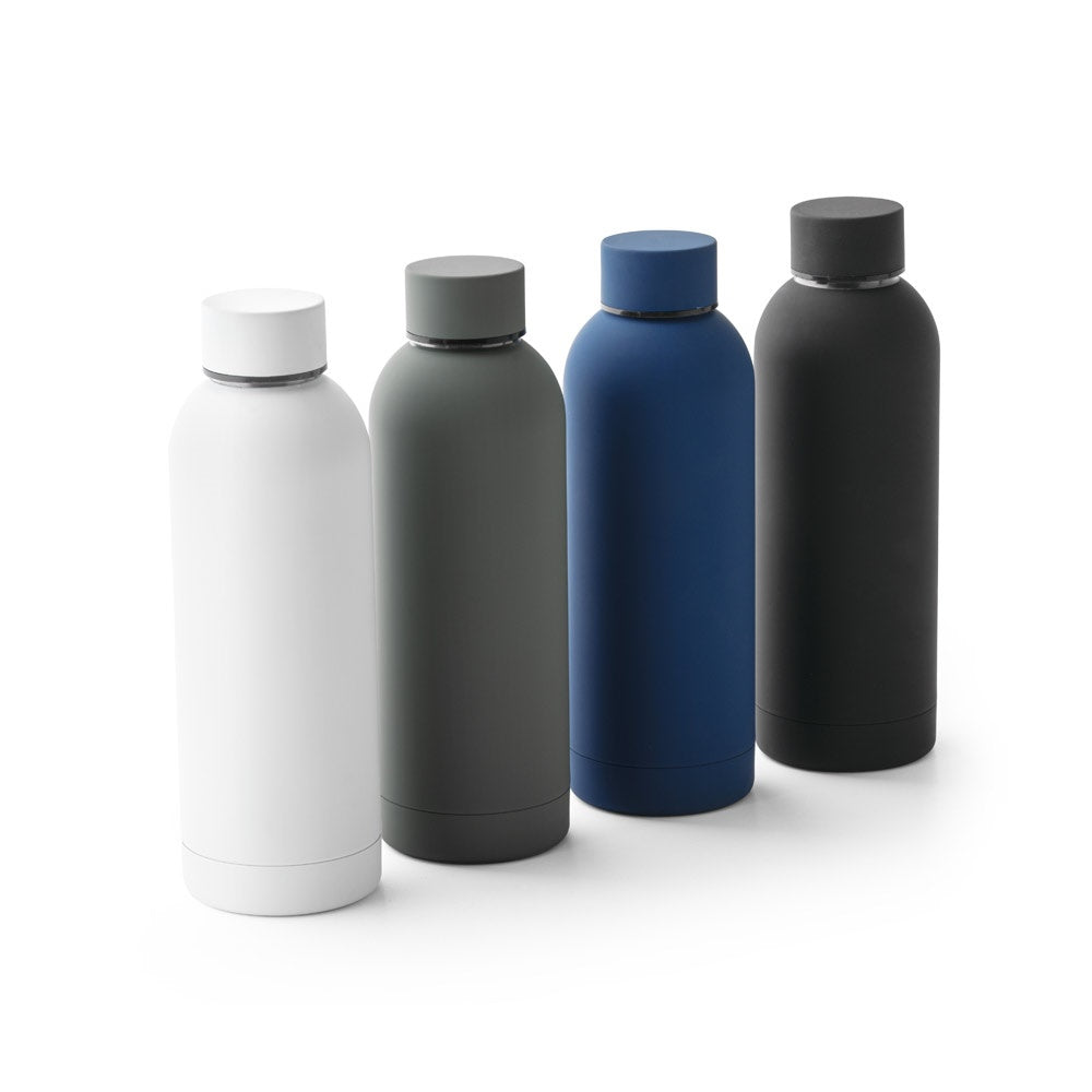 ODIN. Trinkflasche aus Edelstahl (36% recycelt) (550 mL) mit gummierter Oberfläche – zusätzliche Ansicht