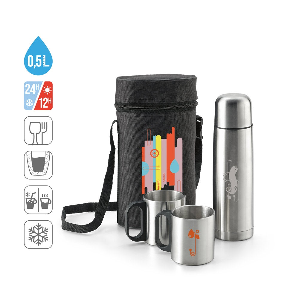 DURANT. Set aus Edelstahl-Thermoskanne und Becher