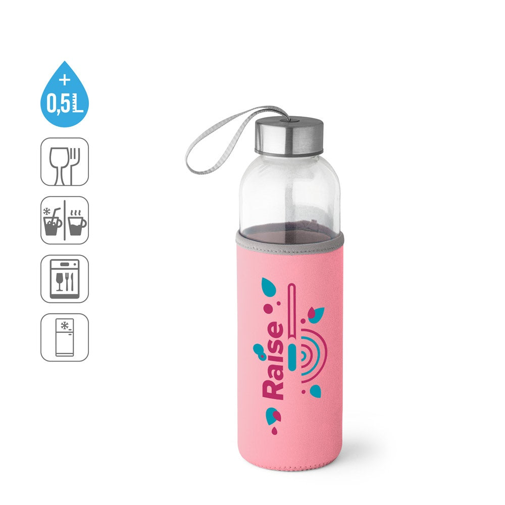 RAISE. Glas und Edelstahl Sportflasche 520 mL