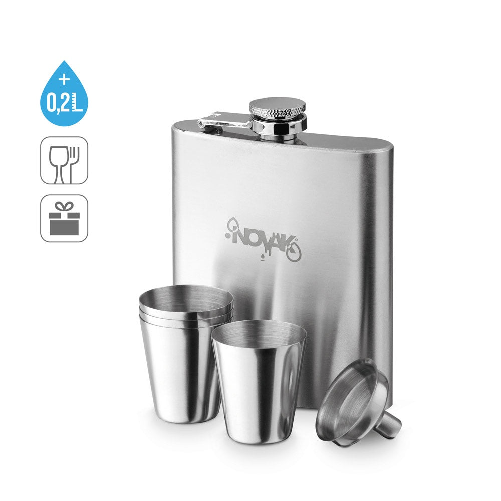 NOVAK. Set aus Edelstahlflasche und Gläsern 200 mL
