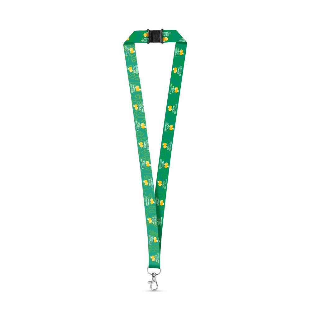DOVER. SET Lanyard SUBLIMATION Long II (20 mm) aus recyceltem Polyester (100% rPET) mit 20 mm Schnappkarabiner und Sicherheitsverschluss – zusätzliche Ansicht