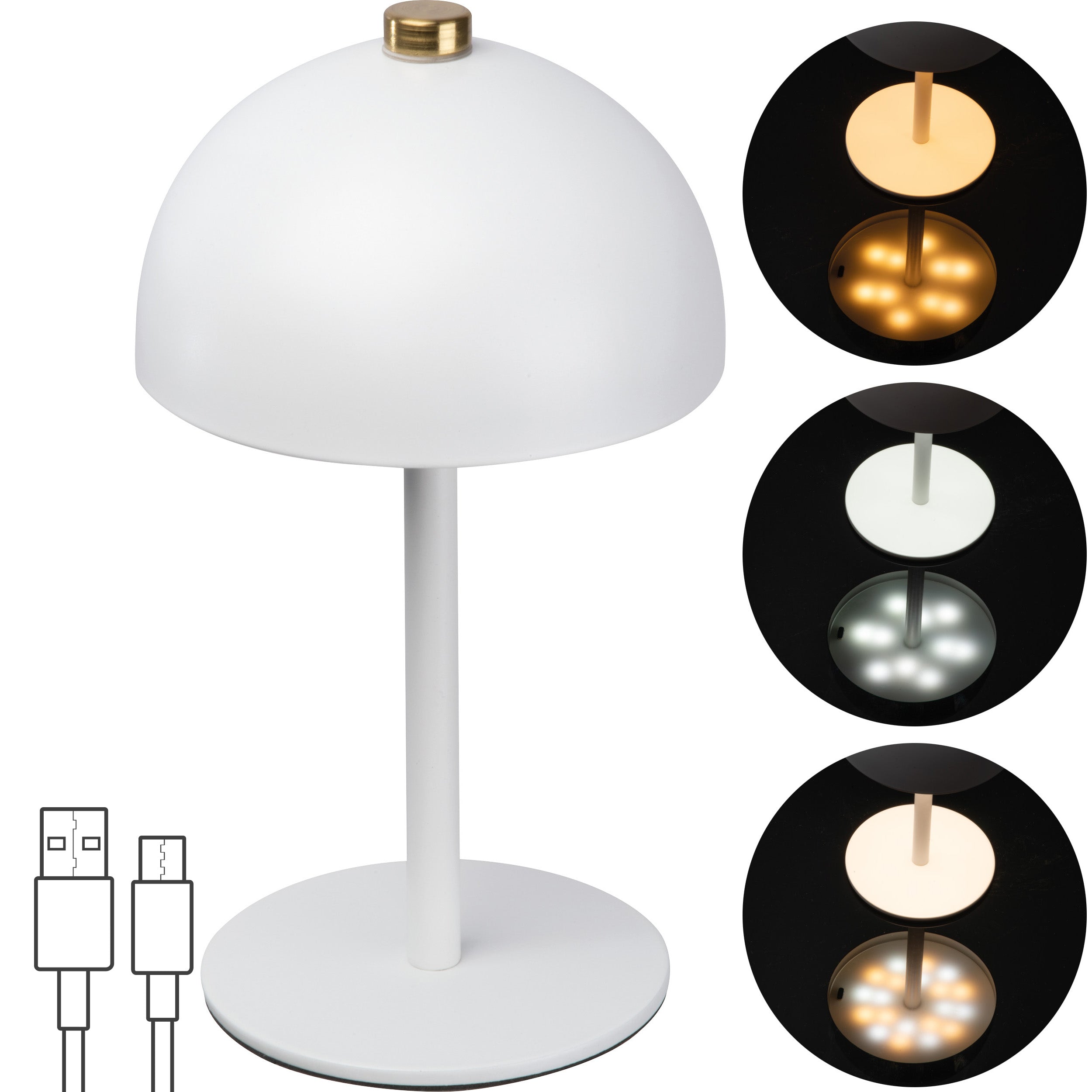 Tischlampe aus Edelstahl mit Akku CODY