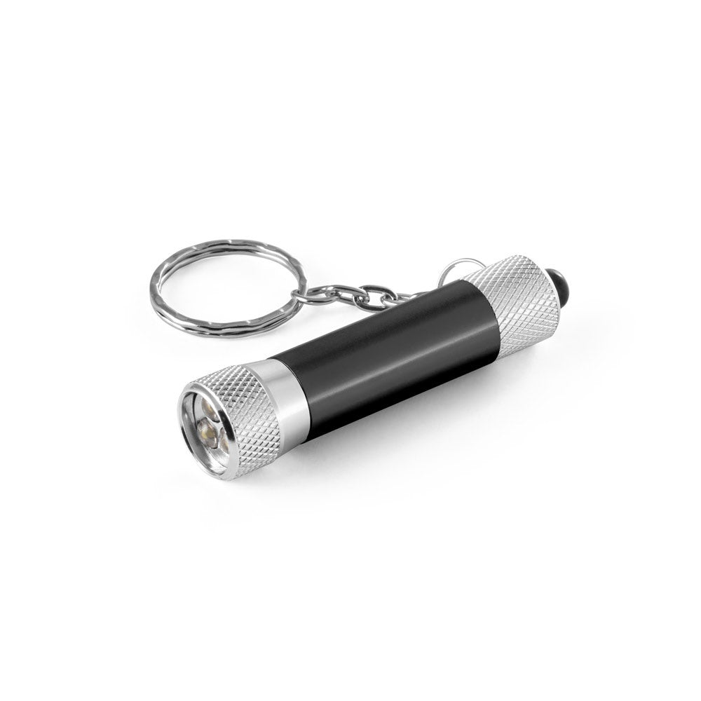 RE-LERGAN. Schlüsselanhänger aus Aluminium (92% recycelt) mit 3-Licht-LED-Taschenlampe – zusätzliche Ansicht