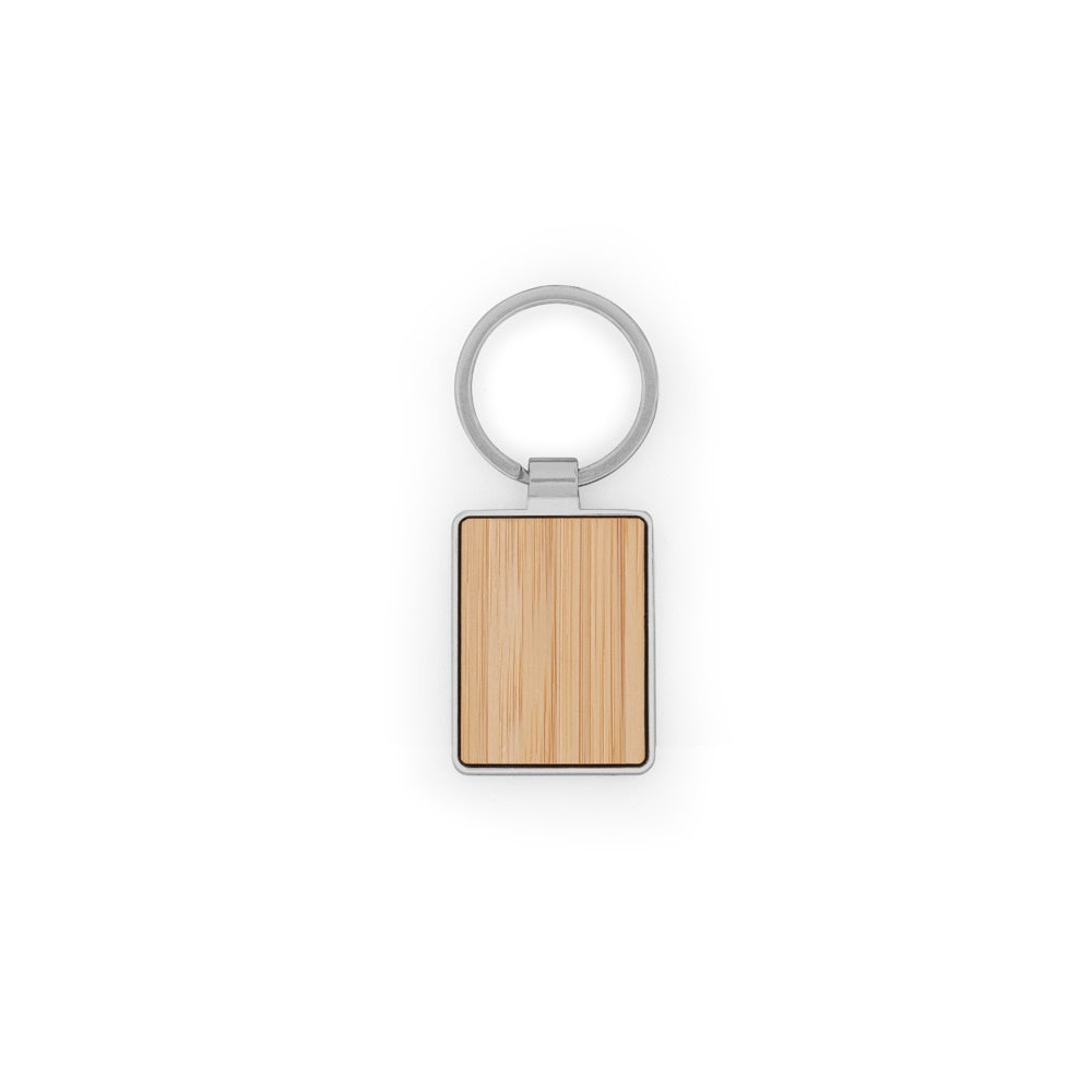 GASTON RECTANGULAR. Schlüsselanhänger aus Eisen in rechteckiger Form aus Zink und Bambus – zusätzliche Ansicht