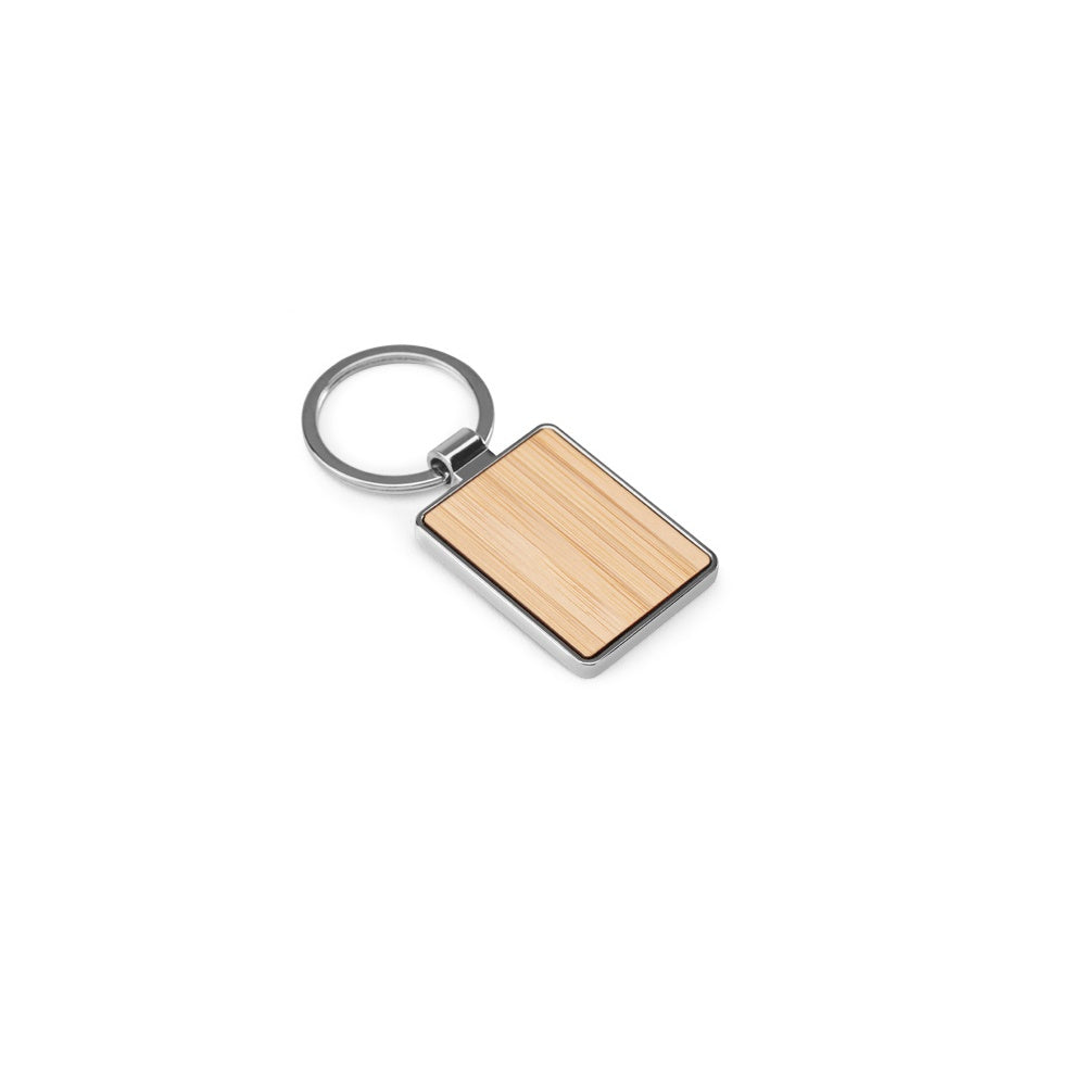 GASTON RECTANGULAR. Schlüsselanhänger aus Eisen in rechteckiger Form aus Zink und Bambus – zusätzliche Ansicht