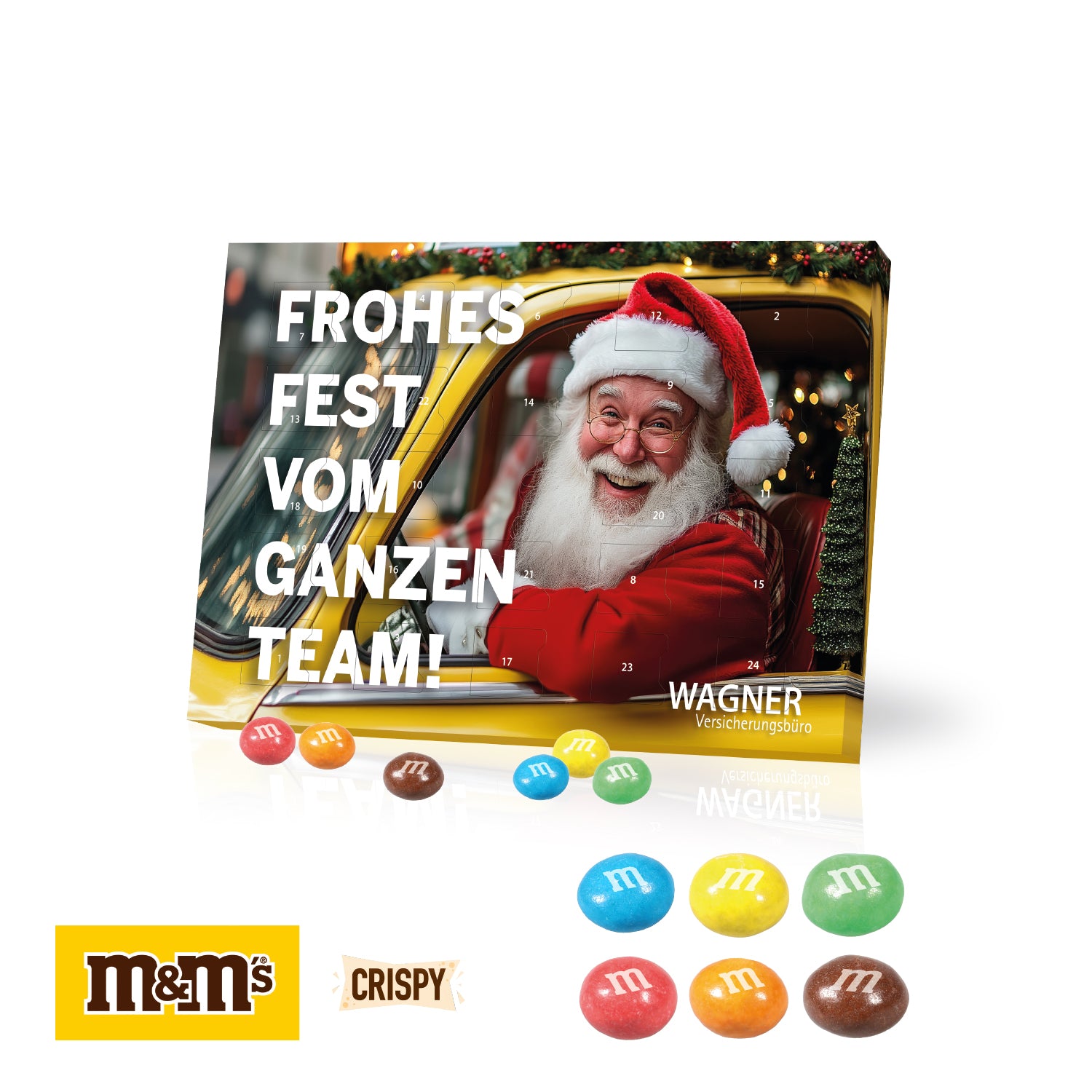Tisch-Adventskalender mit M&M’s Knusperkugeln – Produktansicht