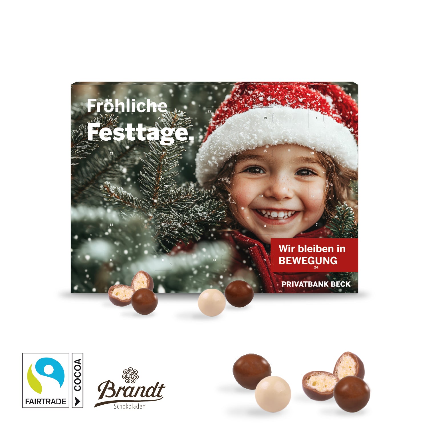Wand-Adventskalender mit Brandt Knusperkugeln – Produktansicht