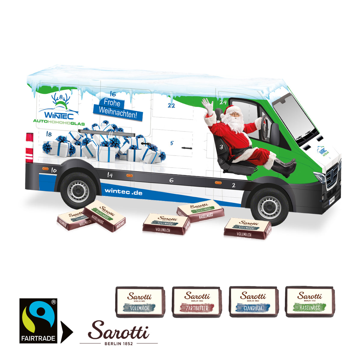 3D Adventskalender Transporter mit Sarotti Fairtrade® Schokolade