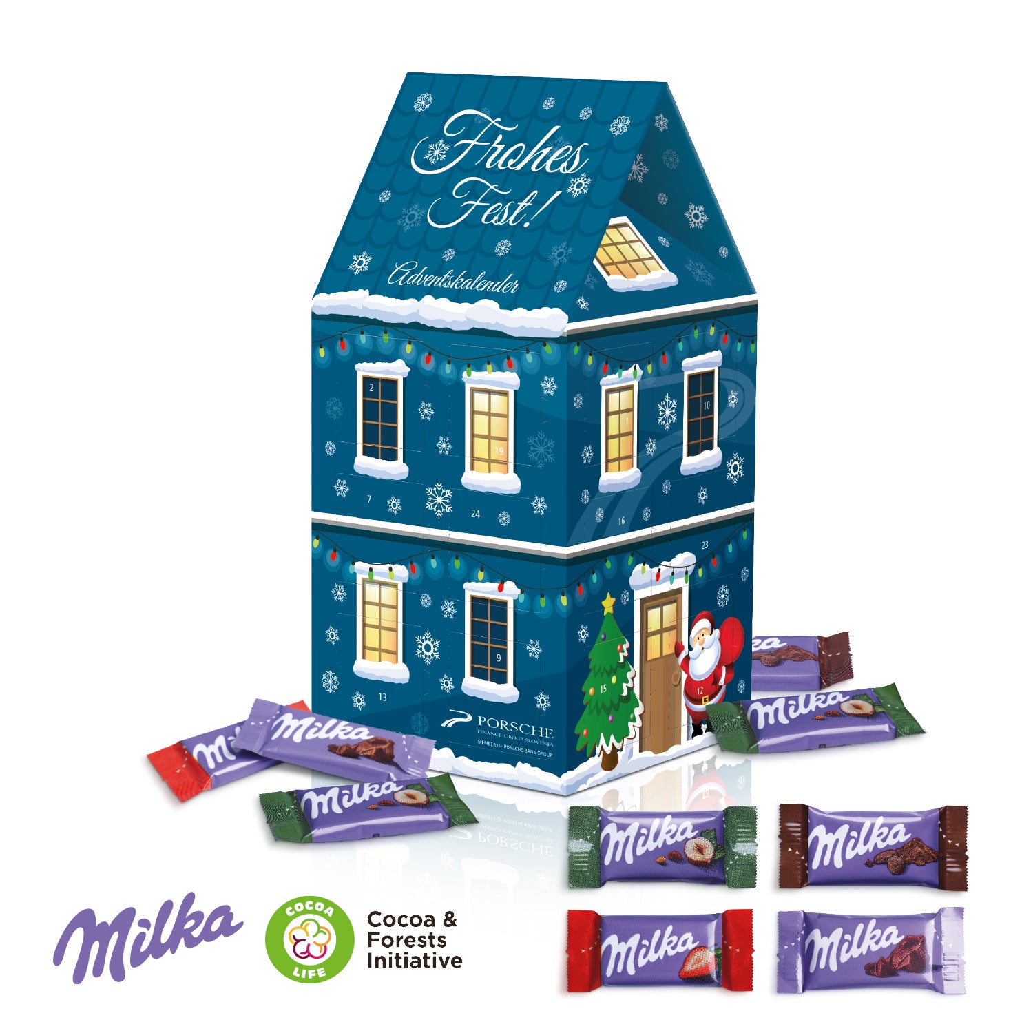 Adventskalender Haus XL mit Milka Schokolade – Produktansicht