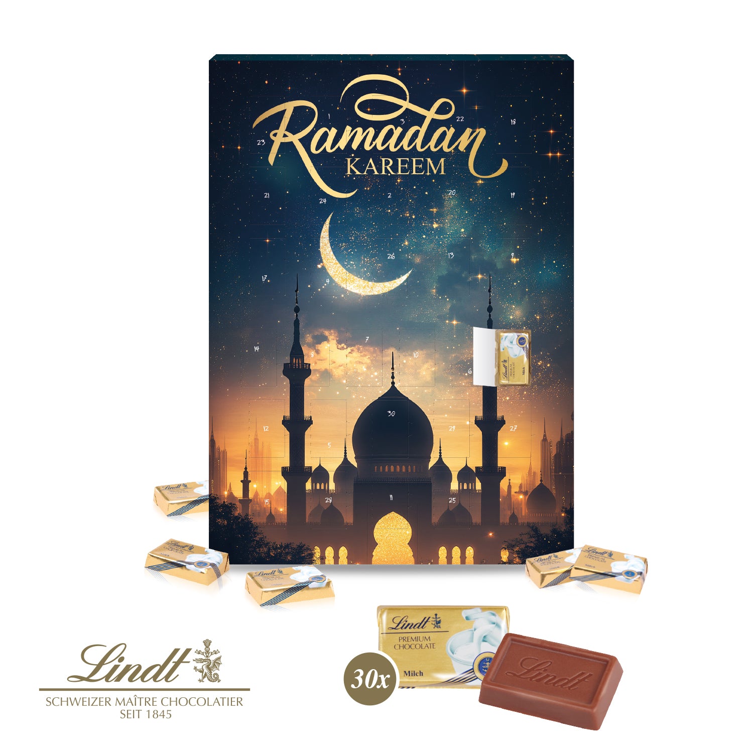 Ramadan-Kalender mit Lindt Schokolade – Produktansicht