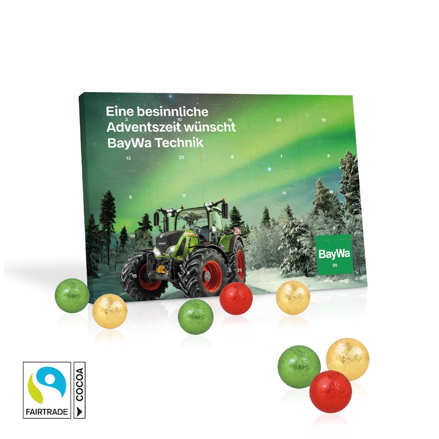 Tisch-Adventskalender mit Fairtrade® Schokolade – Produktansicht
