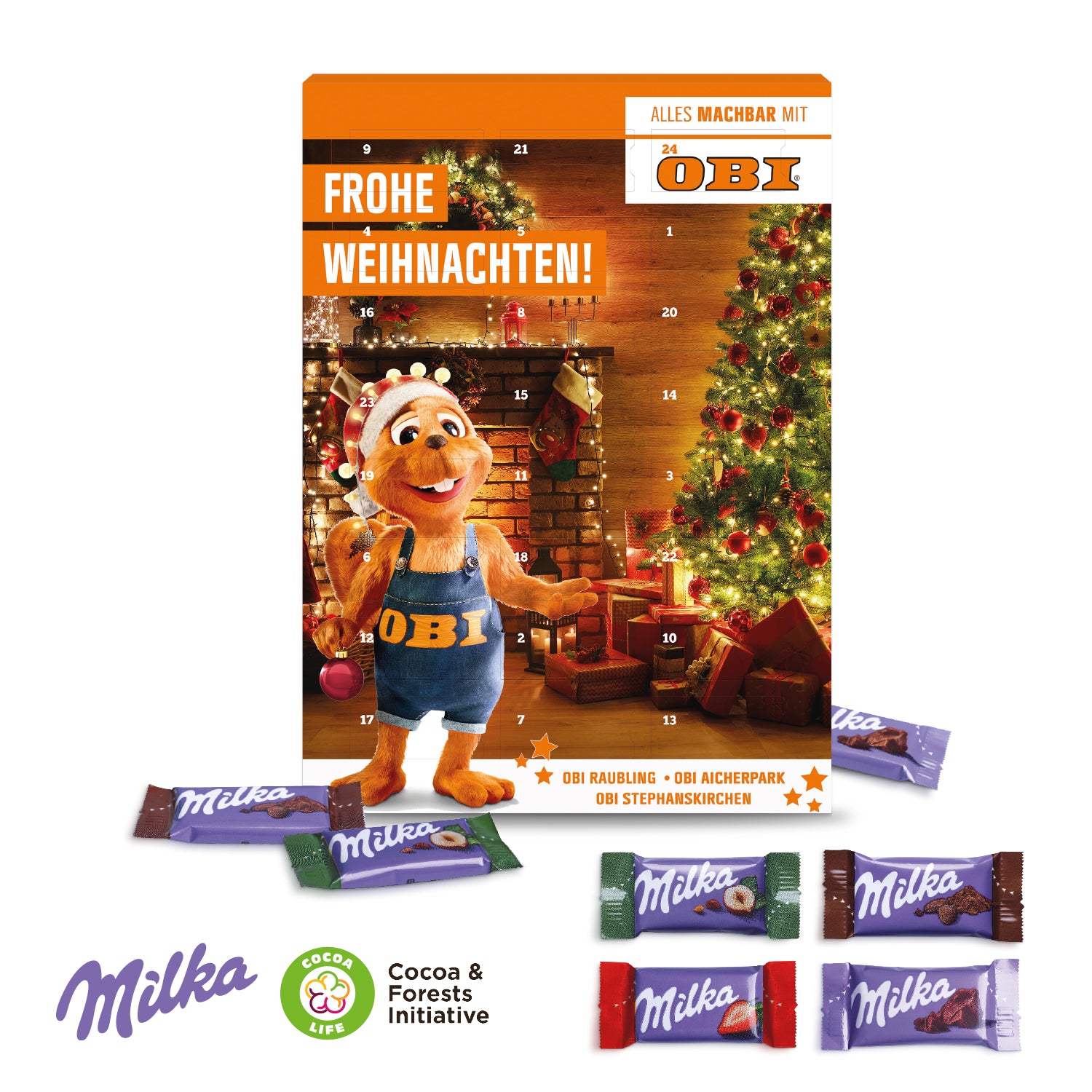 Wand-Adventskalender mit Milka Schokolade – Produktansicht