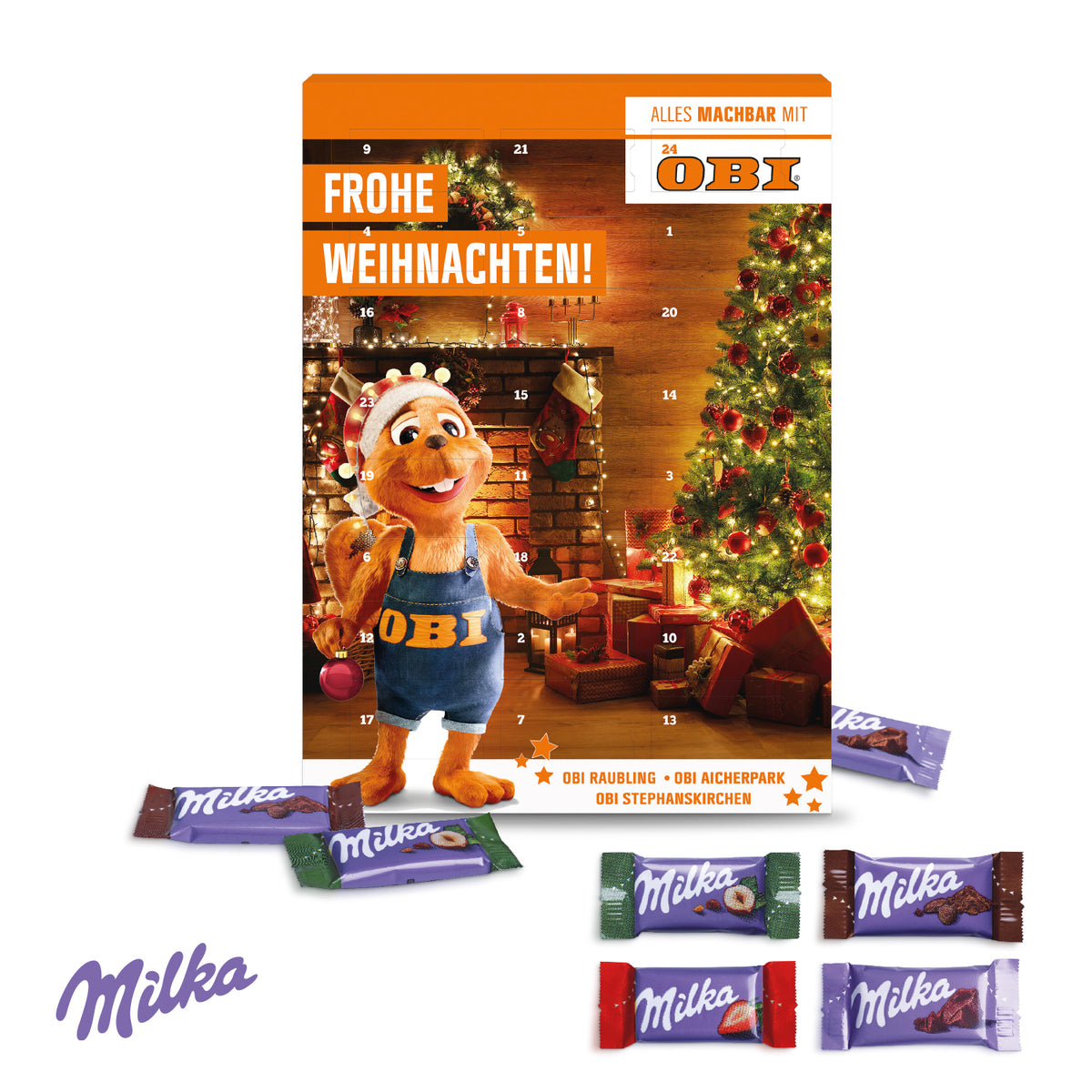 Wand-Adventskalender mit Milka Schokolade