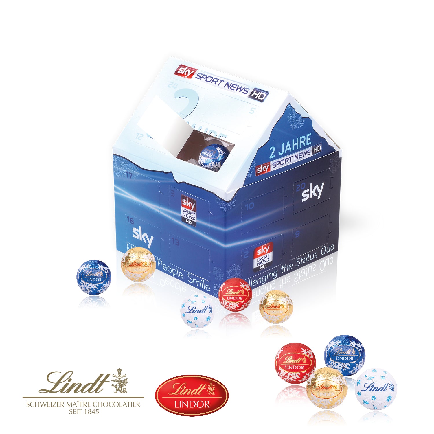 Adventskalender Weihnachtshaus Classic mit Lindt Schokolade – Produktansicht