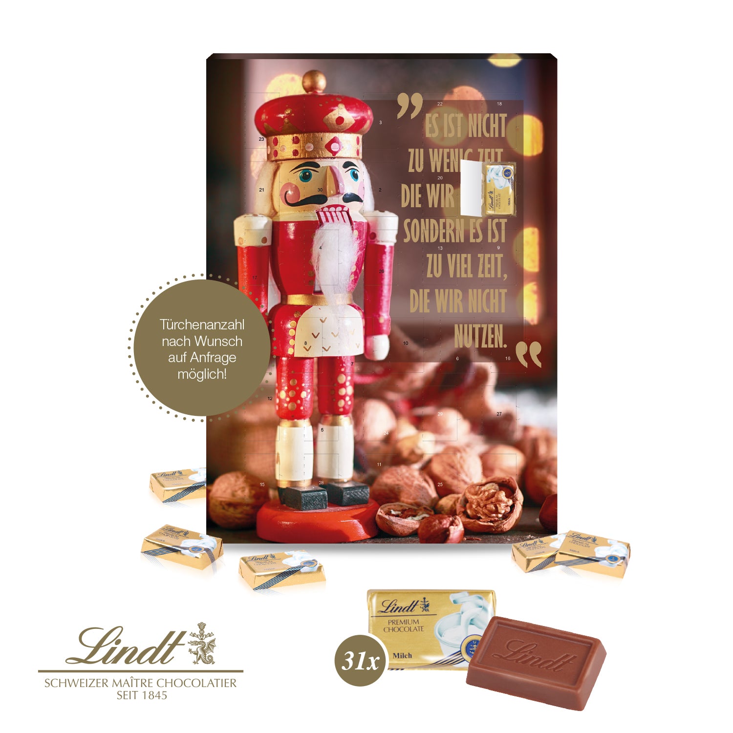 Lindt Adventskalender mit 31 Türchen – Produktansicht