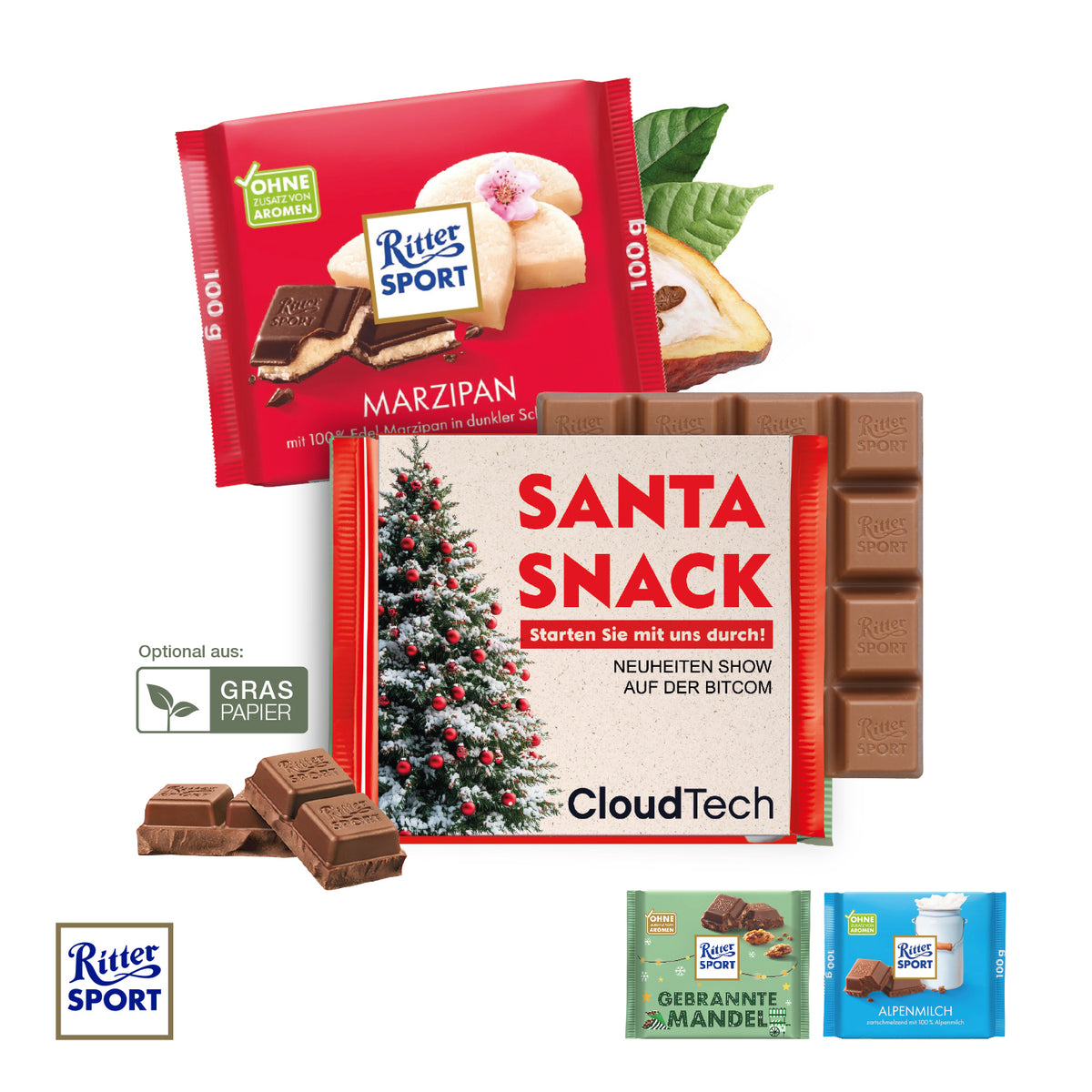 Ritter SPORT Schokolade mit Werbebanderole