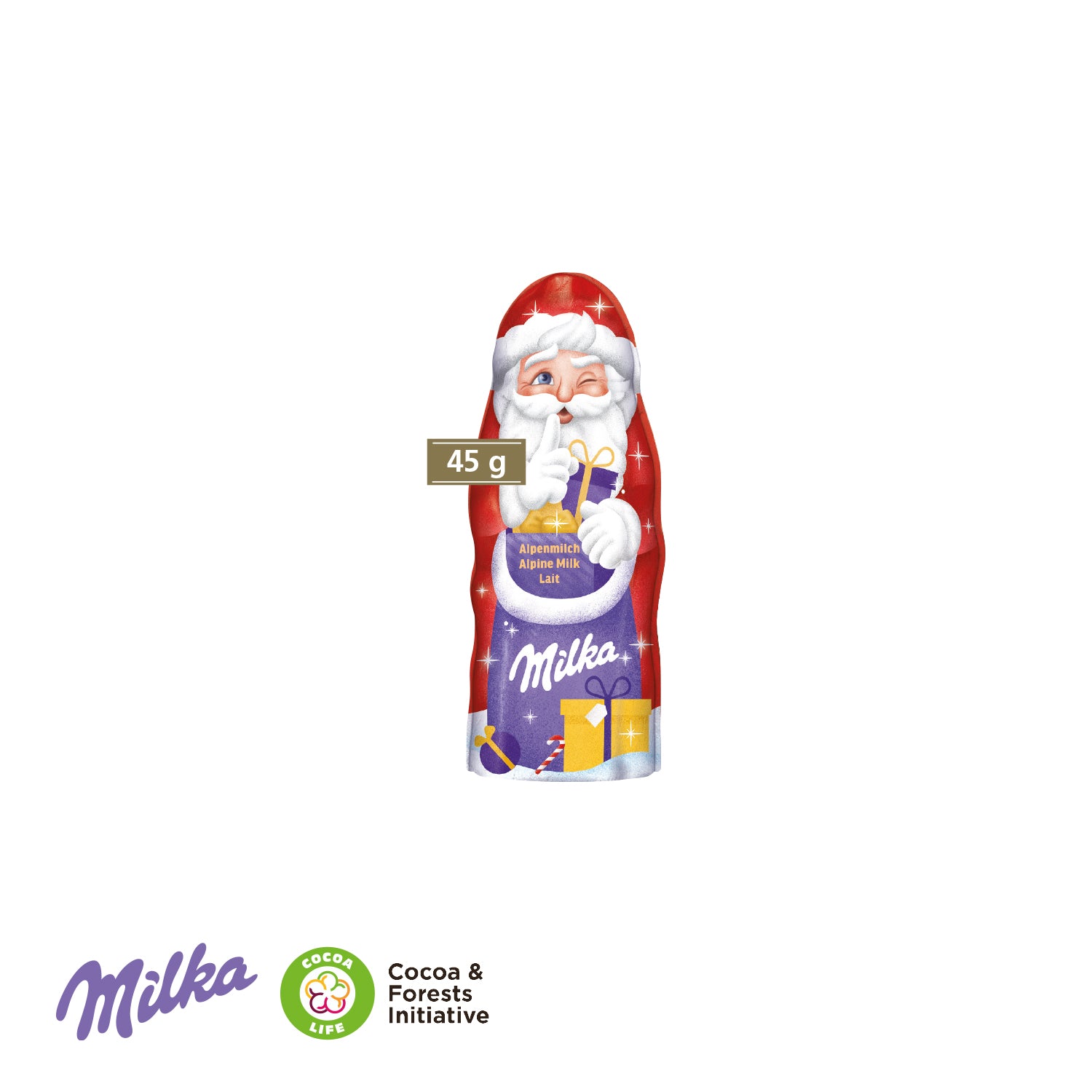 Milka Weihnachtsmann in individueller Werbeverpackung – Füllung