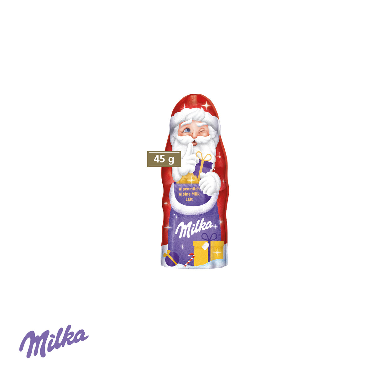 Milka Weihnachtsmann in individueller Werbeverpackung – Füllung