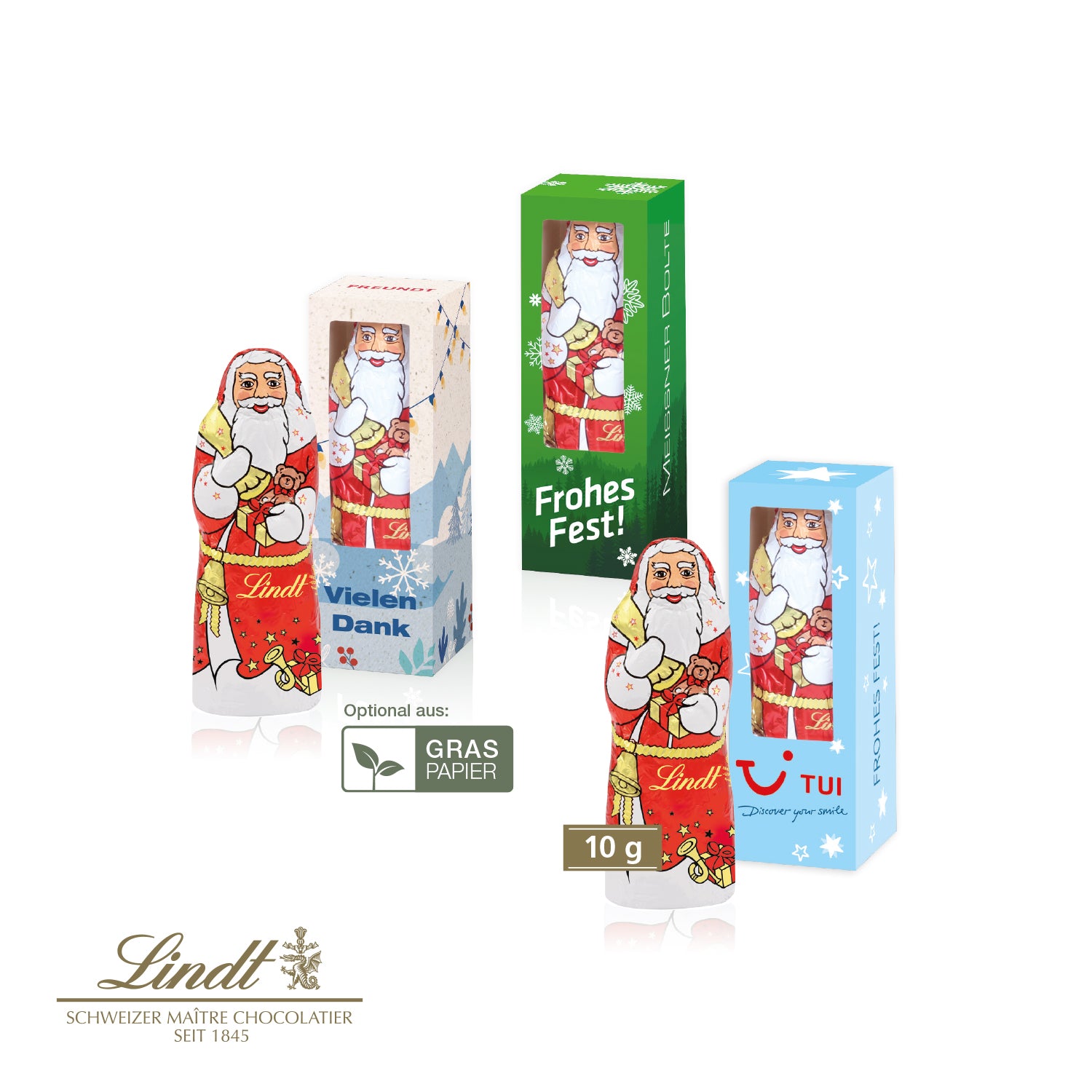 Lindt Weihnachtsmann in Werbeverpackung – Produktansicht