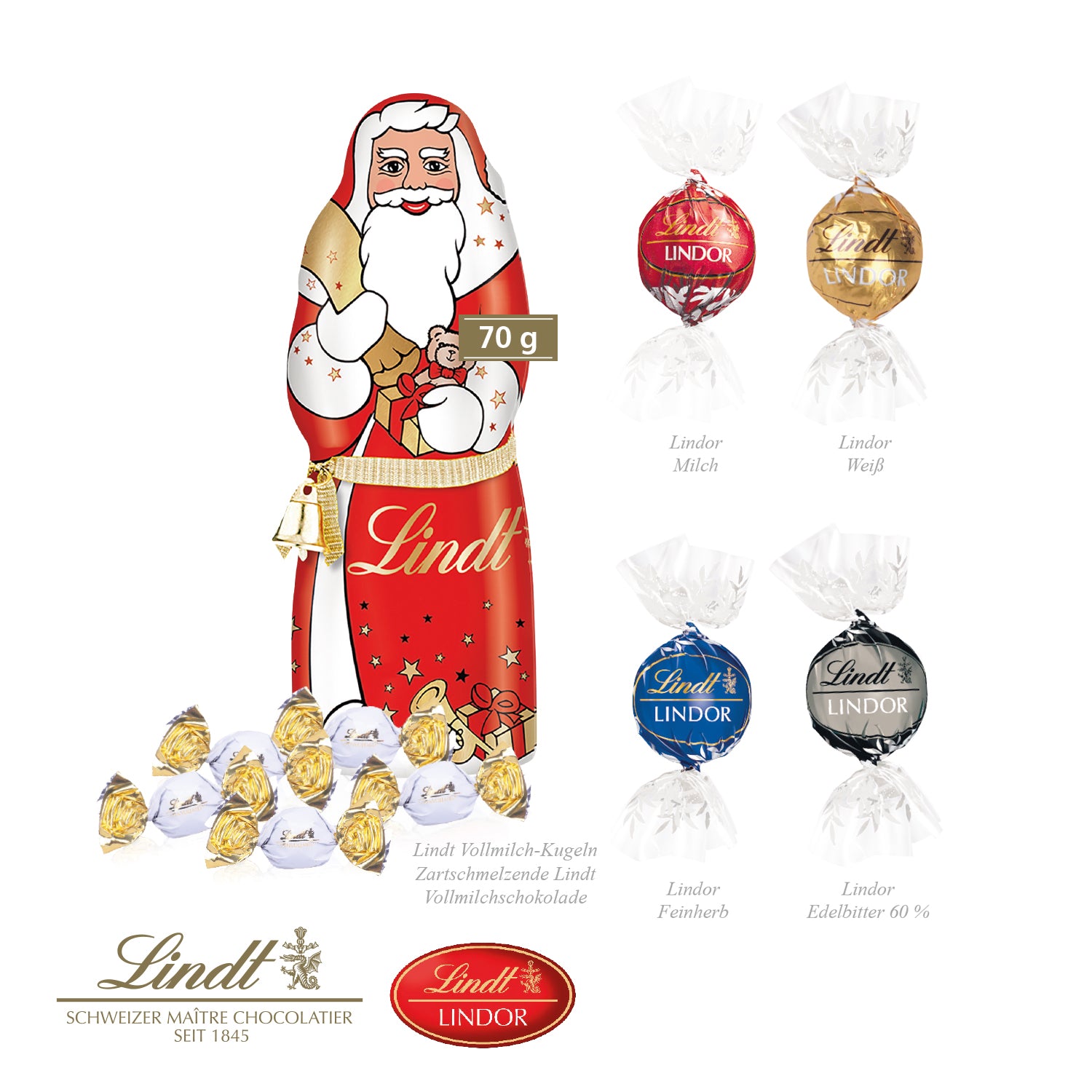 Premium-Präsent mit Lindt Weihnachtsmann Maxi“ – Füllung