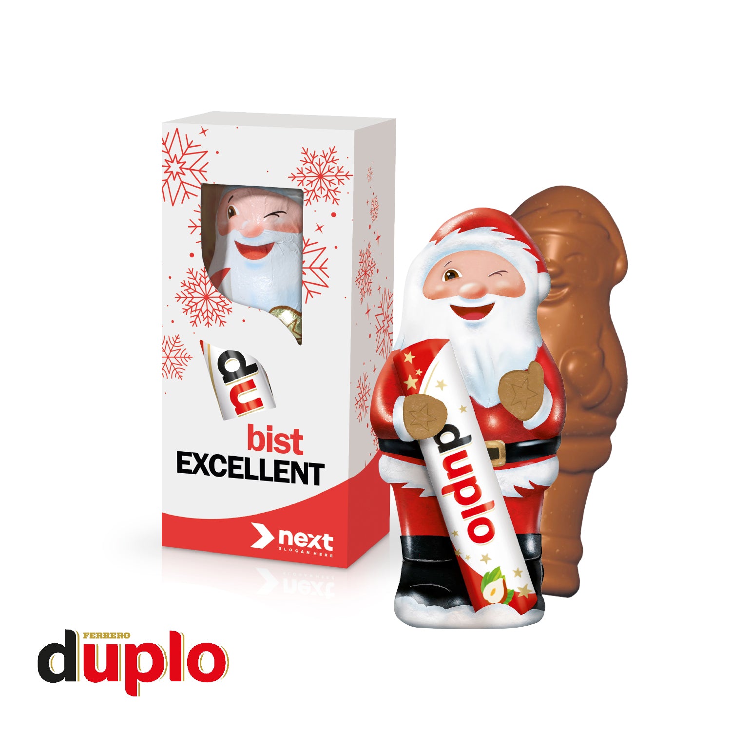 duplo Weihnachtsmann in individueller Werbeverpackung – Produktansicht