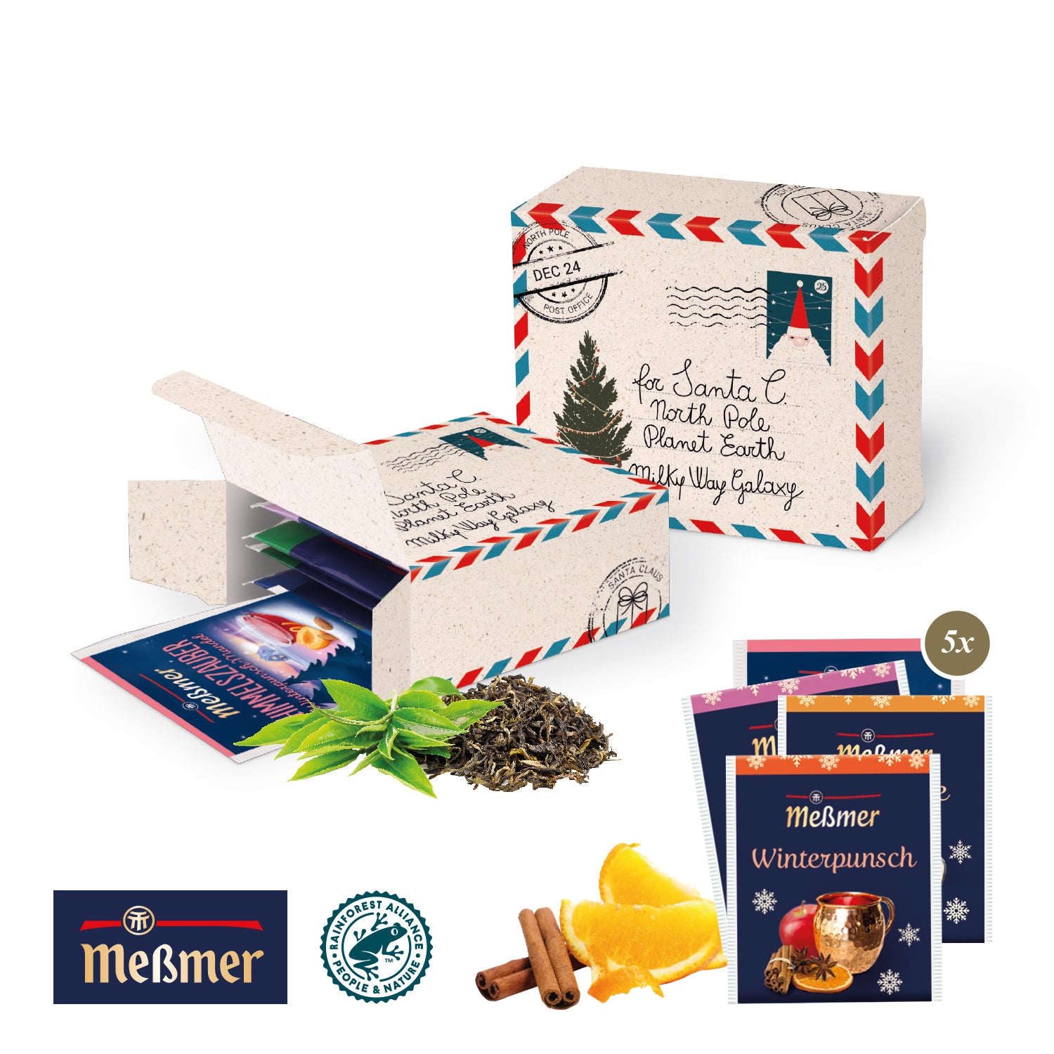 Meßmer Premium-Tee in der Werbebox – Produktansicht