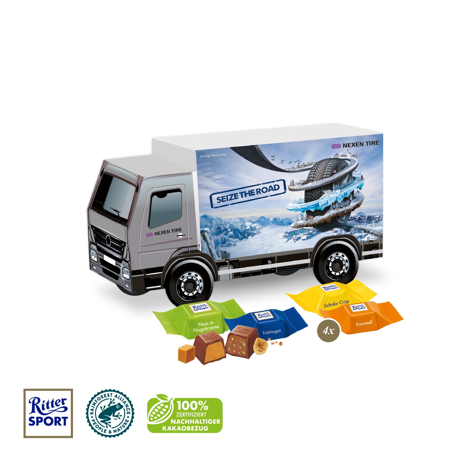 3D-Präsent LKW mit Ritter SPORT Schokowürfeln – Produktansicht