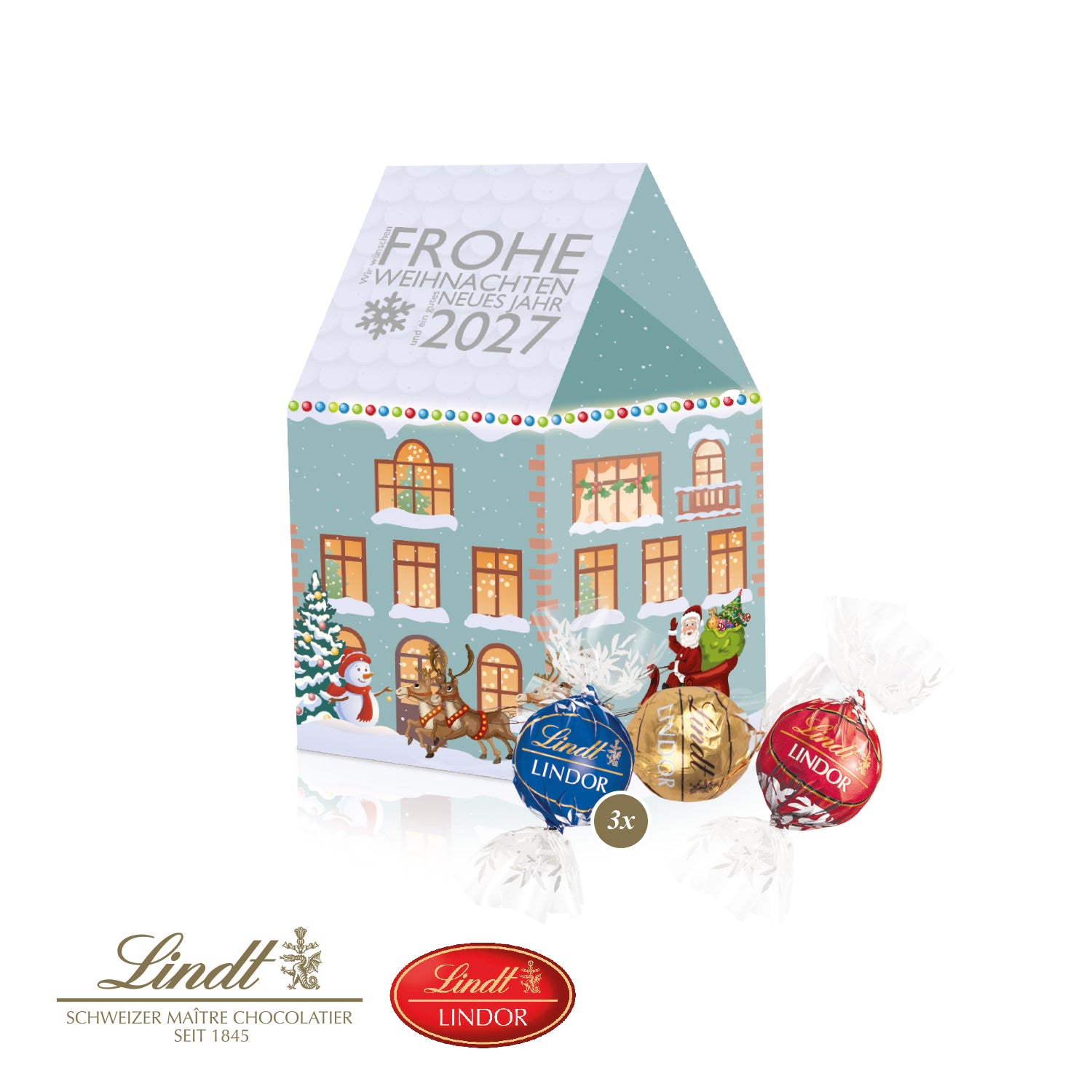 3D-Präsent Haus mit Lindor Pralinés – Produktansicht