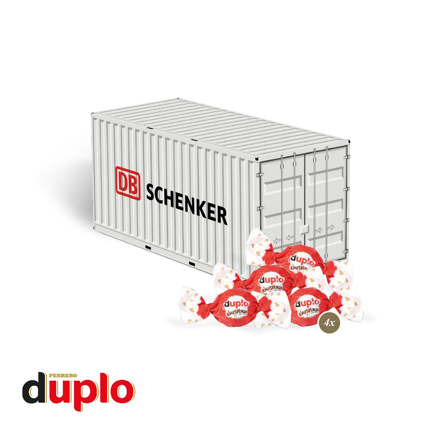 3D-Präsent Container mit duplo Knusperlen – Produktansicht