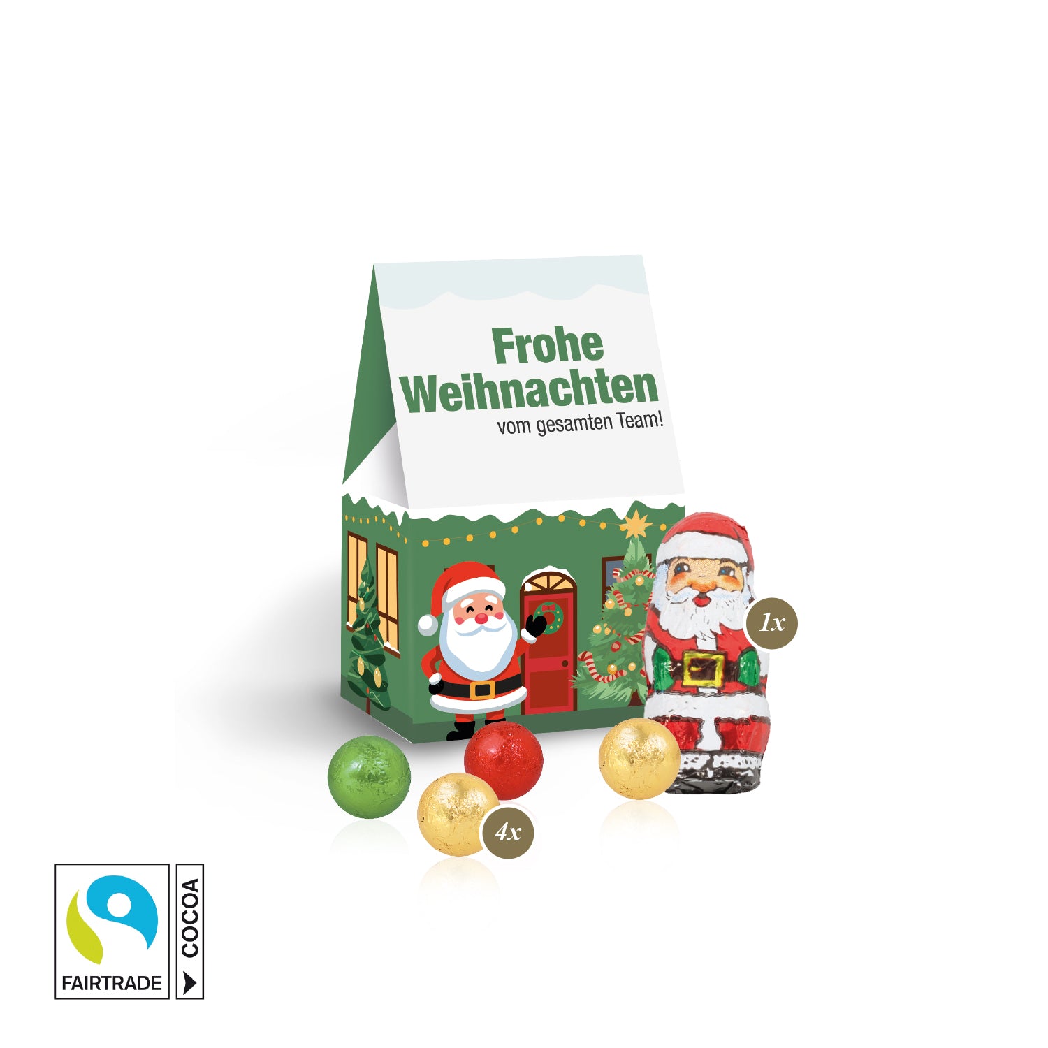 Präsent Christmas Minis mit Fairtrade® Schokolade – Produktansicht