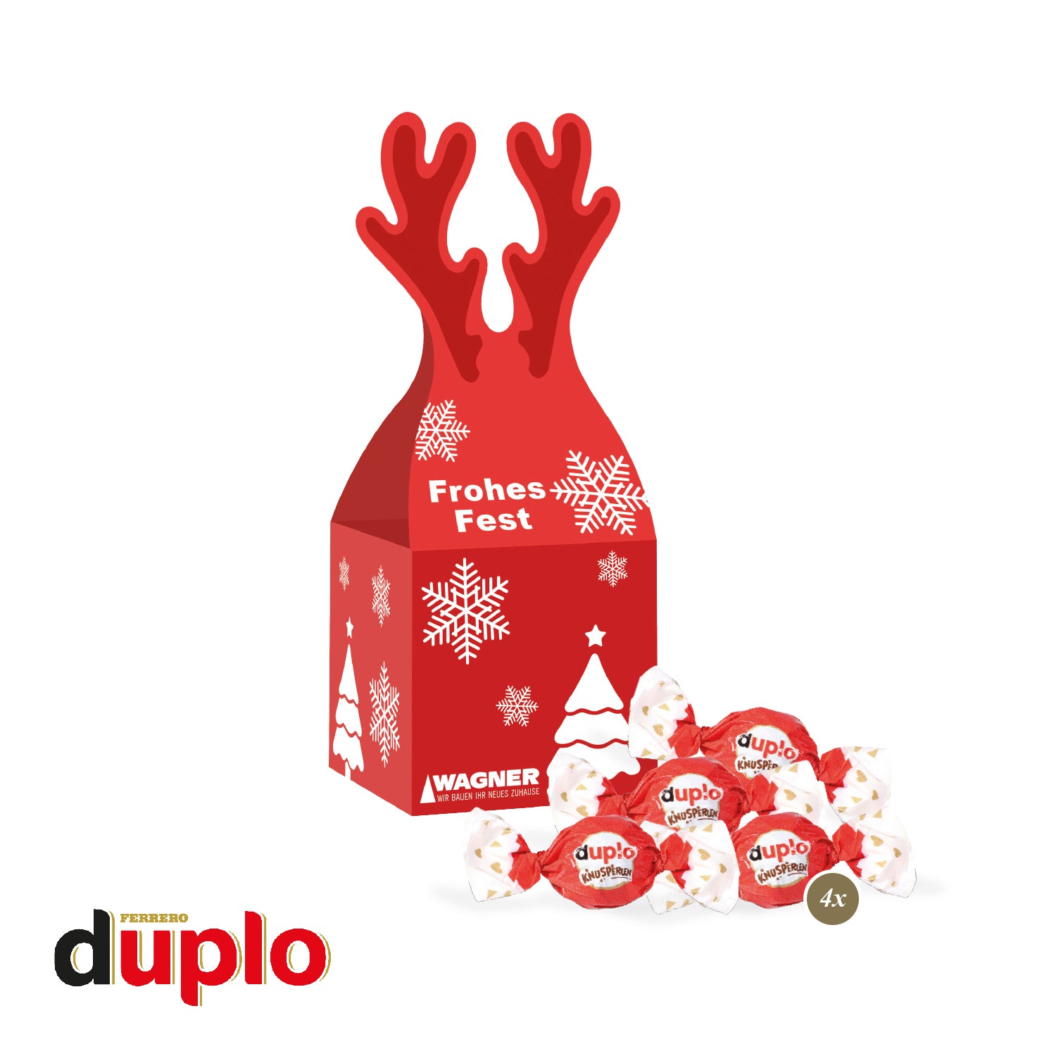 3D-Präsent Rentier mit duplo Knusperlen – Produktansicht