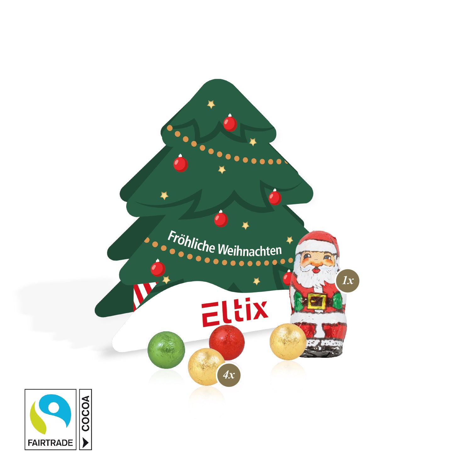Präsent Tannenbaum mit Fairtrade® Schokolade – Produktansicht