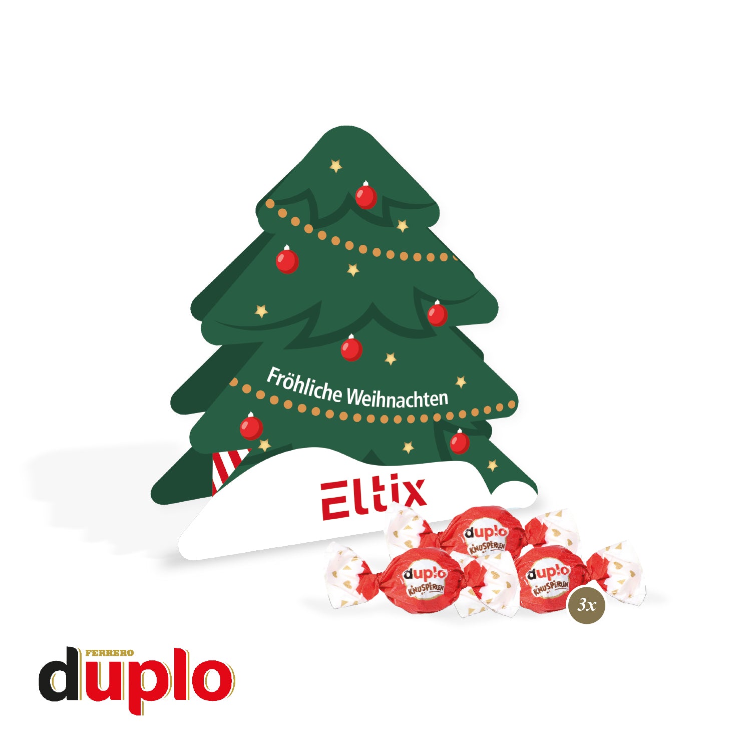 Präsent Tannenbaum mit duplo Knusperlen – Produktansicht