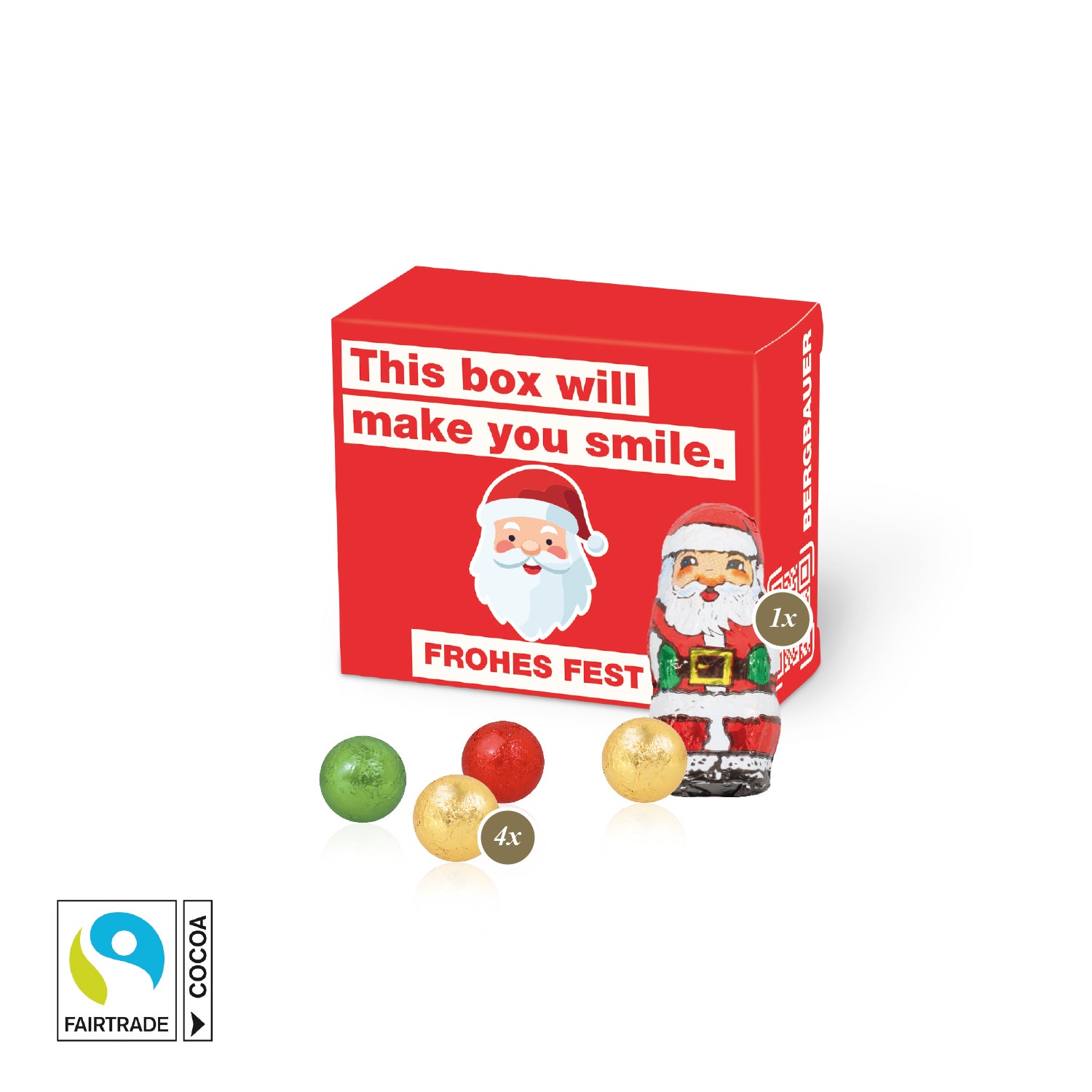 Santa Werbebox mit Fairtrade® Schokolade – Produktansicht