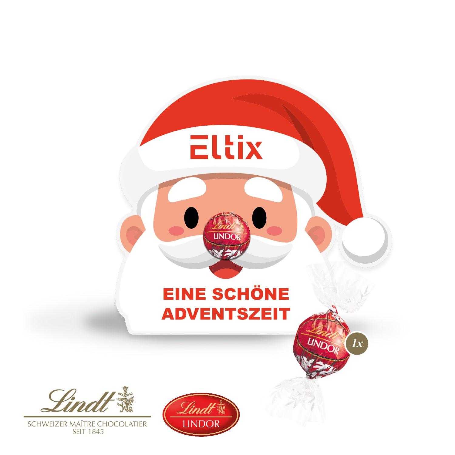 Weihnachtsmann mit Lindt Lindor Kugel – Produktansicht