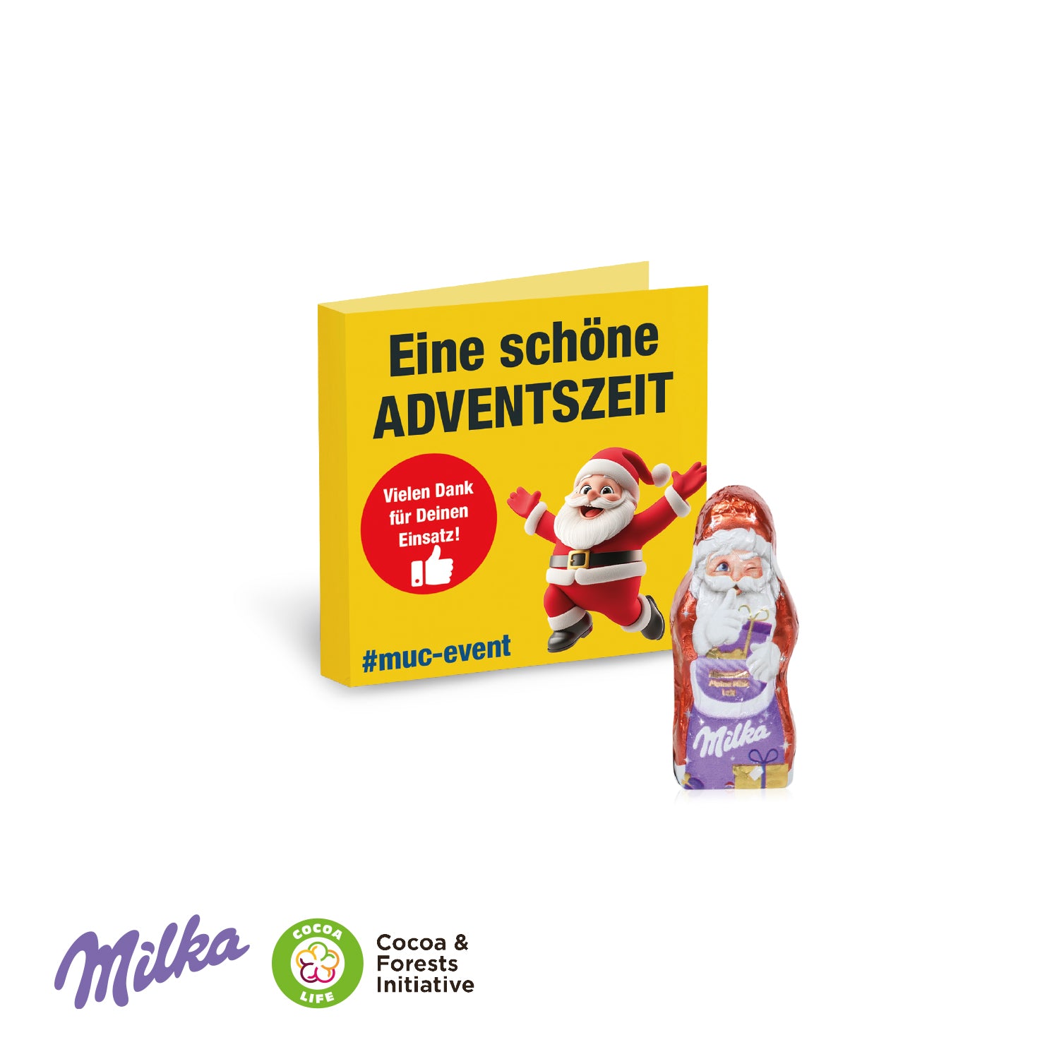 Werbe-Klappkarte mit Weihnachtsmann von Milka – Produktansicht