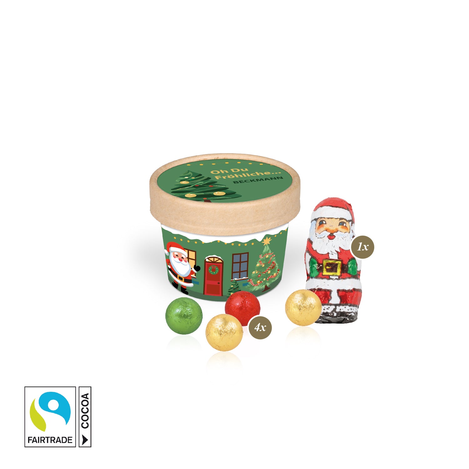 Christmas Paperbox mit Fairtrade® Schokolade – Produktansicht