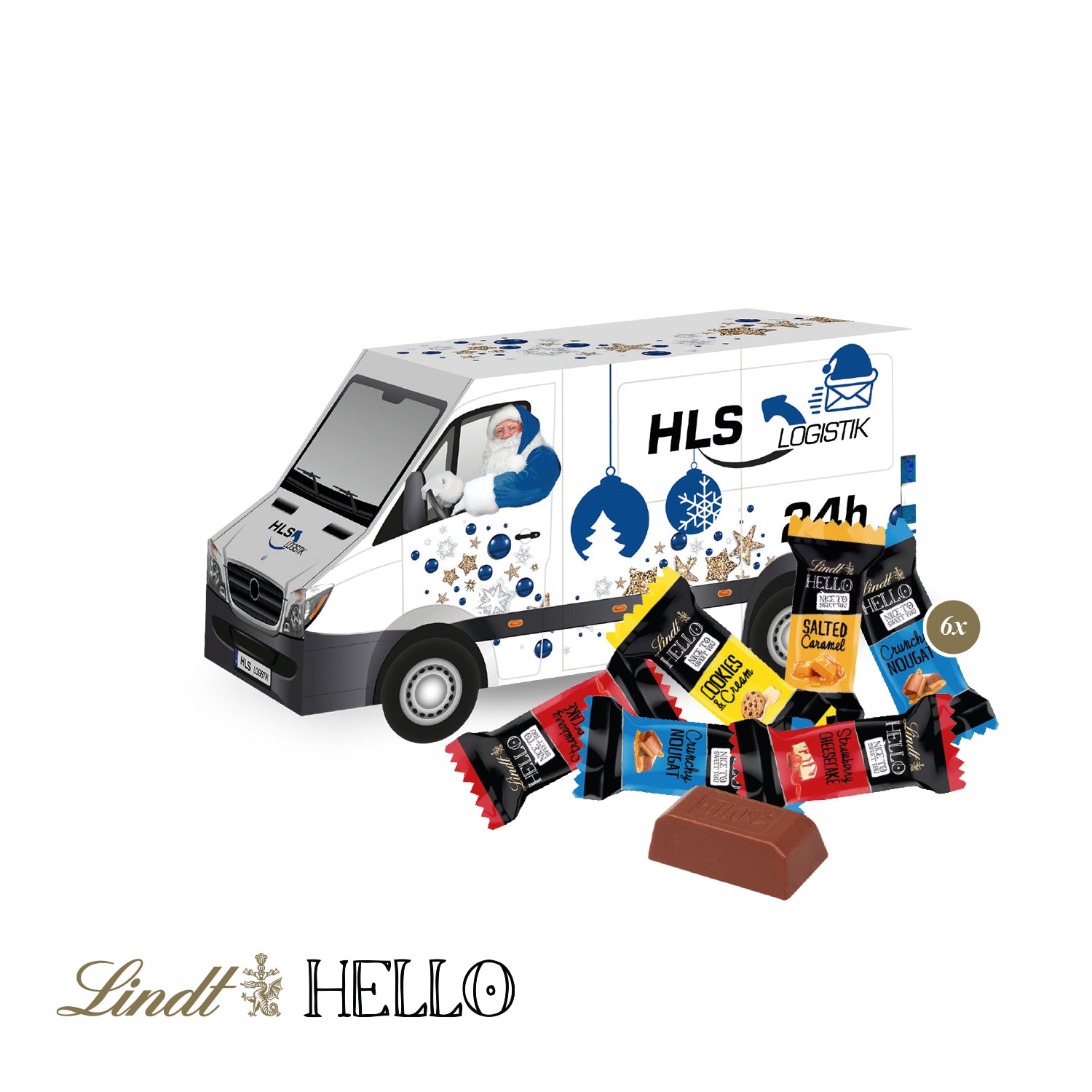 3D-Präsent Transporter mit Lindt HELLO – Produktansicht