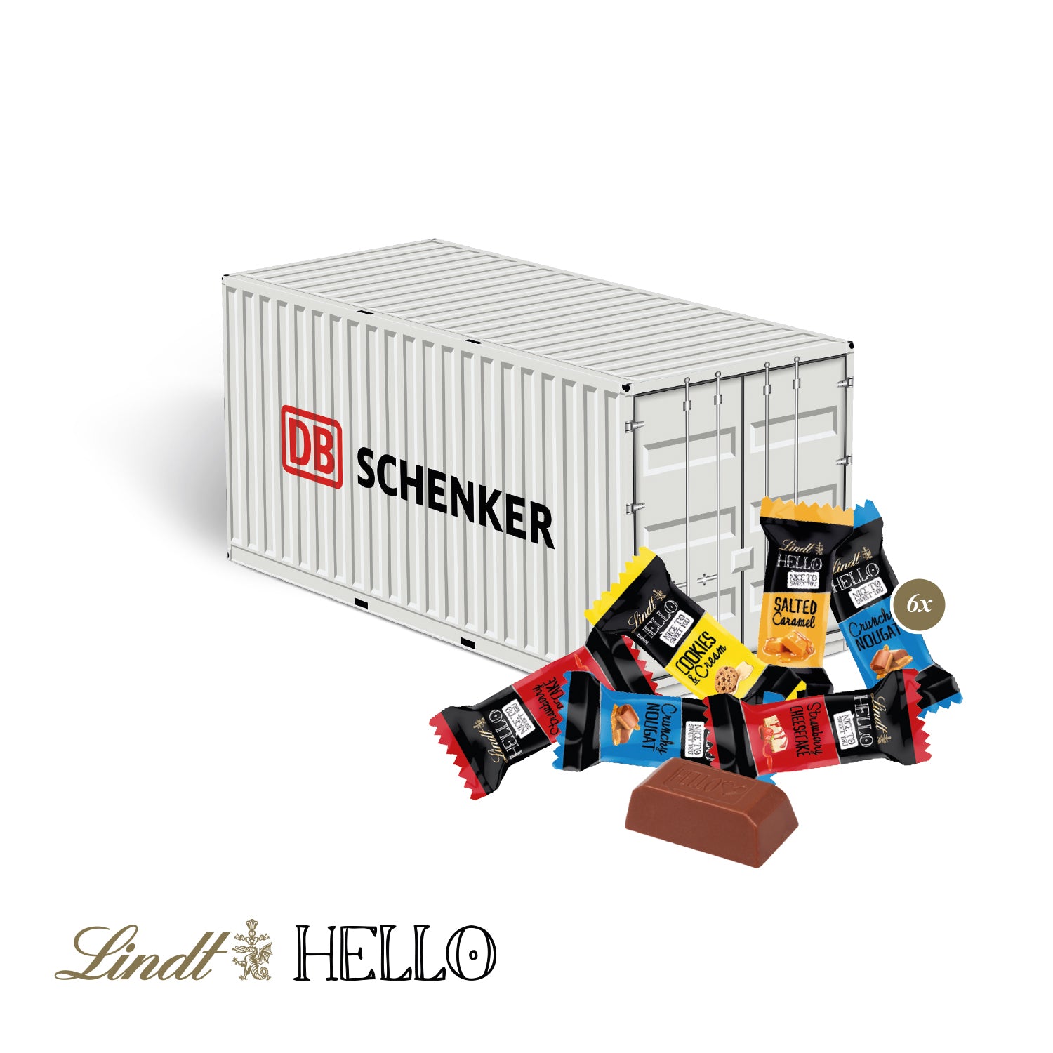 3D-Präsent Container mit Lindt HELLO – Produktansicht