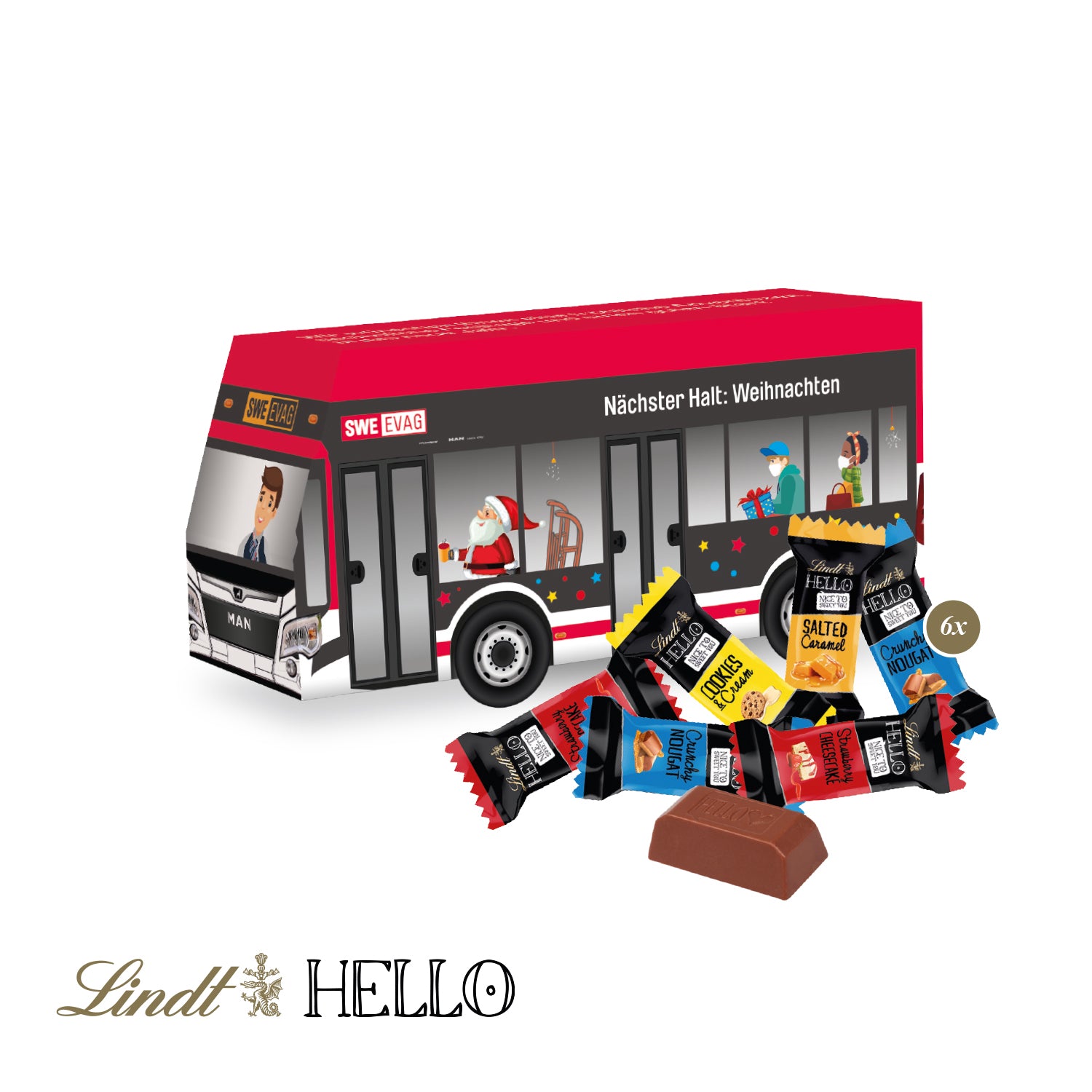 3D-Präsent Bus mit Lindt HELLO – Produktansicht