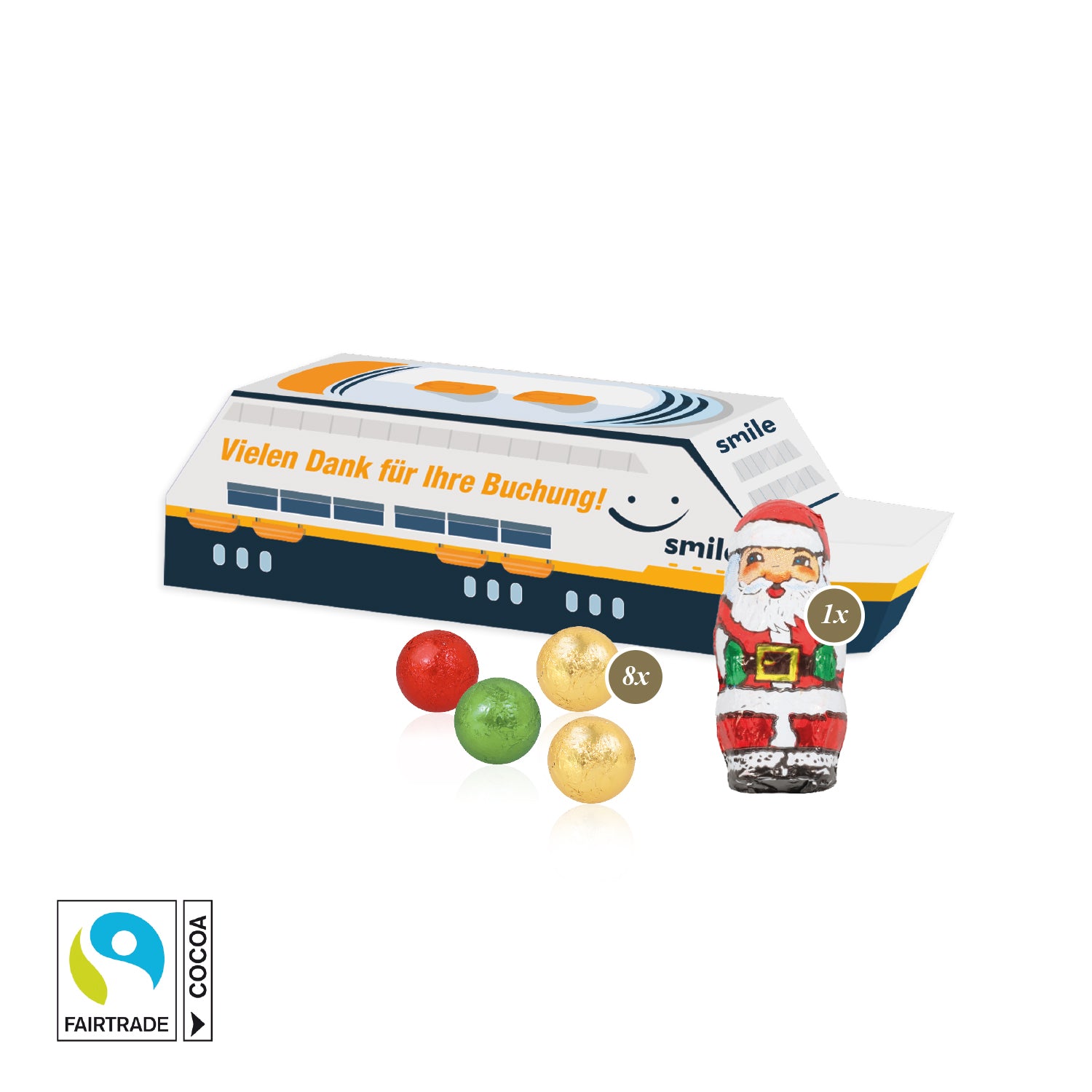 3D-Präsent Schiff mit Fairtrade® Schokolade – Produktansicht