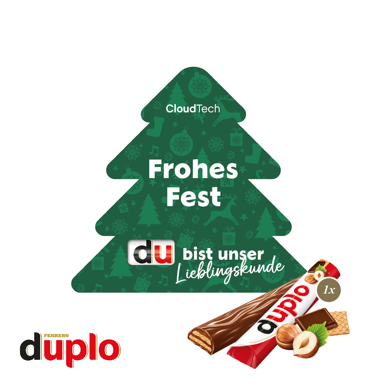 Werbekarte Weihnachtsbaum mit duplo – Produktansicht