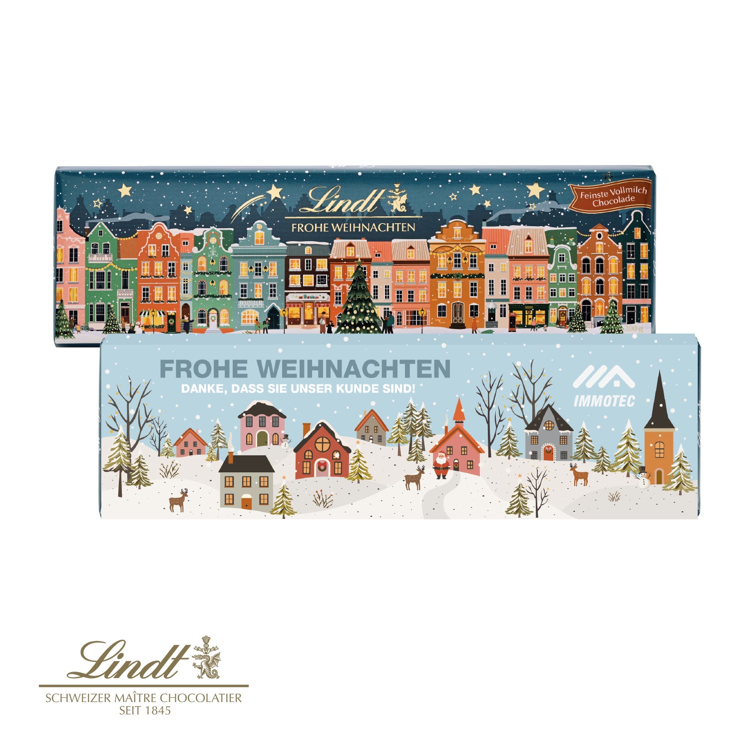 Lindt Schokoladentafel Frohe Weihnachten – 300 g – Produktansicht