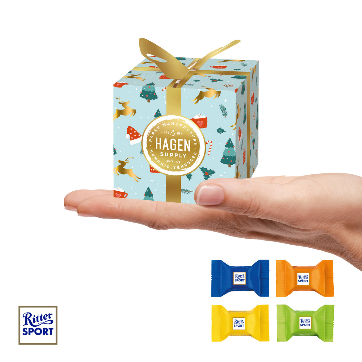 Präsent Feine Bescherung mit Ritter SPORT Schokowürfeln