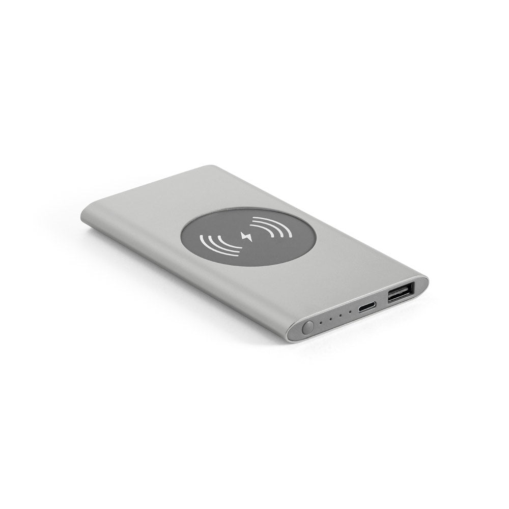 CASSINI. Powerbank 4'000 mAh mit 5W wireless Ladegerät aus Recyceltes Aluminium (100 % rAL)