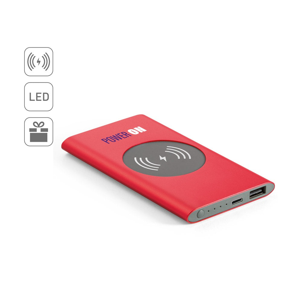 CASSINI. Powerbank 4'000 mAh mit 5W wireless Ladegerät aus Recyceltes Aluminium (100 % rAL)