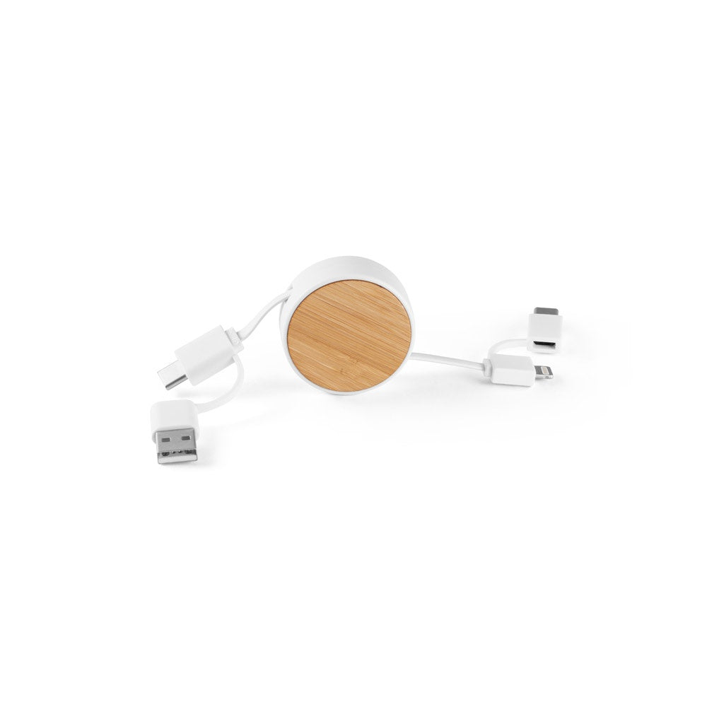 RUBINS. 6-in-1-USB-Kabel ausziehbar aus Recyceltes ABS (100% rABS) und Bambus – zusätzliche Ansicht
